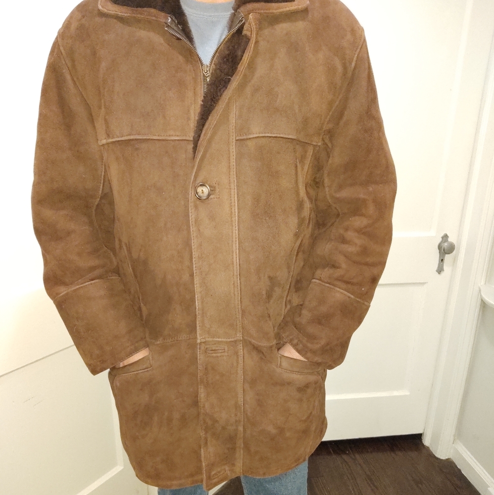 Mens Authentic Shearling Coat Sz 42 Made in Canada